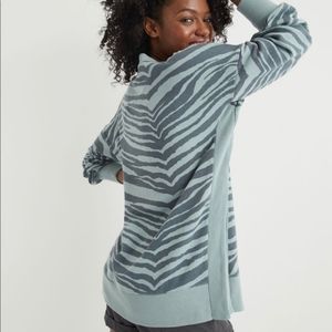 aerie Good Vibes Oversized Split Hem Zebra Print Sweatshirt Pullover Sma…